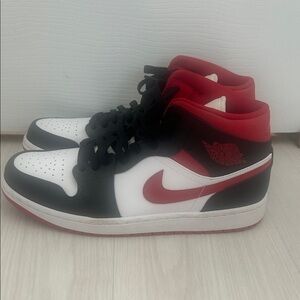 Jordan Black, White, and Red Sneakers